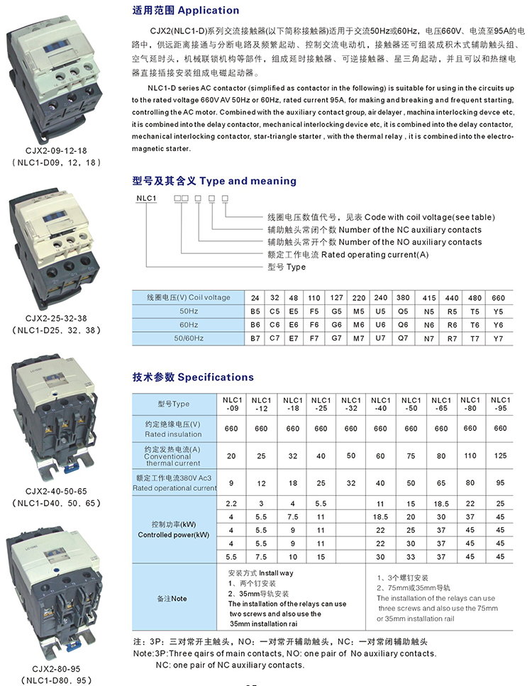 CJX2(NLC1-D) NEW Series AC Contactor