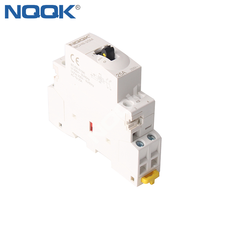 25A din rail household ac contactor manual control single phase electrical 2P 3P 4 pole Manually-operated