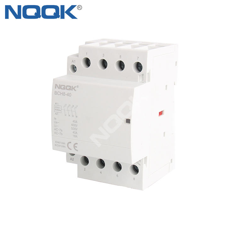 BCH8-40 4 hole 40A home hotel AC din rail 4P magnetic contactor with auxiliary control