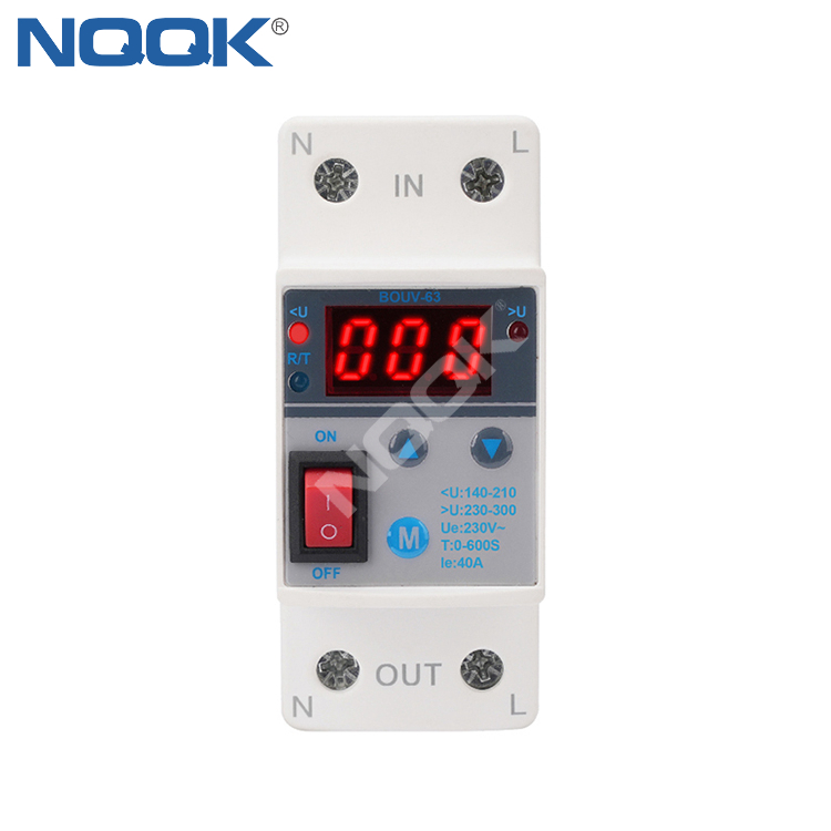BOV-40 household With switch button 40A Digital display meter  220V automatic recovery Voltage protector (ship type switch type)